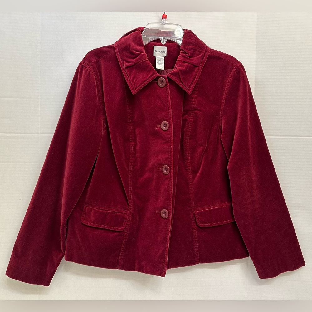 Chico’s Women’s Jacket Dark Red Velvet Size M
